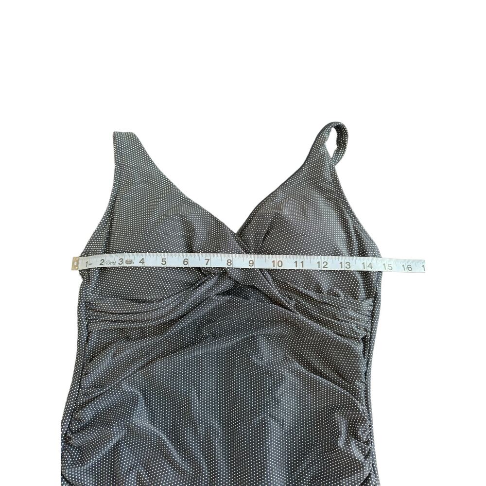 Nip Tuck Navy Blue White Polka Dot Twist Front One Piece Swimsuit Size 8‎ - Picture 10 of 12